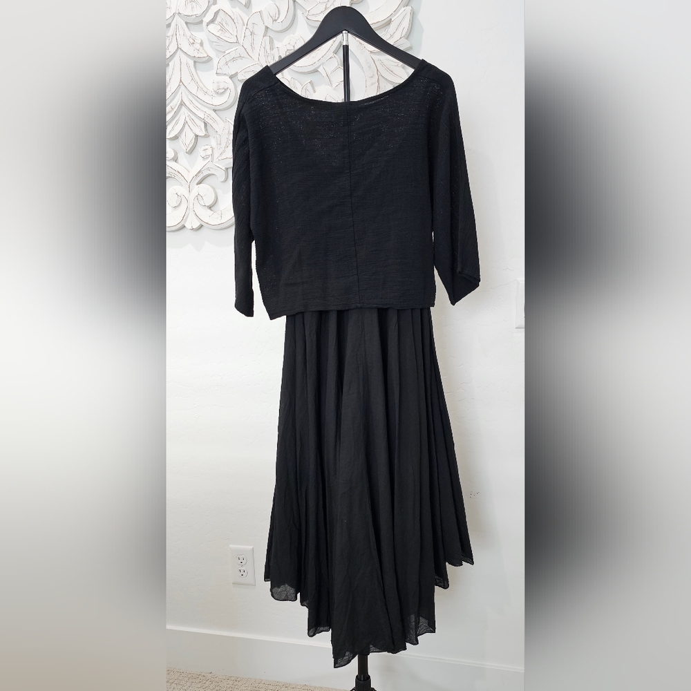 M Made In Italy Black 2 piece Midi Dress. Relaxed & Layered Womens Sz Medium NWT - Picture 5 of 11
